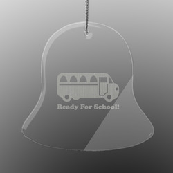 School Bus Engraved Glass Ornament - Bell (Personalized)