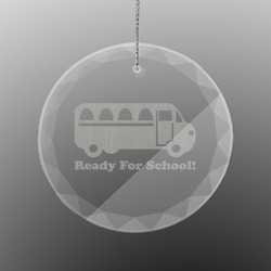 School Bus Engraved Glass Ornament - Round (Personalized)