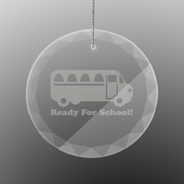 Custom School Bus Engraved Glass Ornament - Round (Personalized)