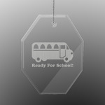 School Bus Engraved Glass Ornament - Octagon (Personalized)