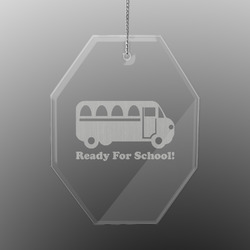 School Bus Engraved Glass Ornament - Octagon (Personalized)