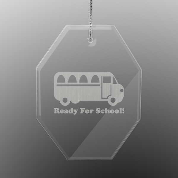 Custom School Bus Engraved Glass Ornament - Octagon (Personalized)