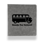School Bus Leather Binder - 1" - Grey (Personalized)