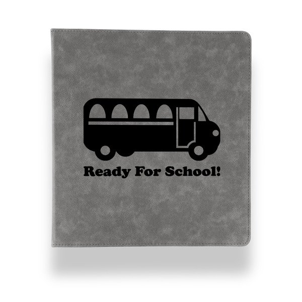 Custom School Bus Leather Binder - 1" - Grey (Personalized)
