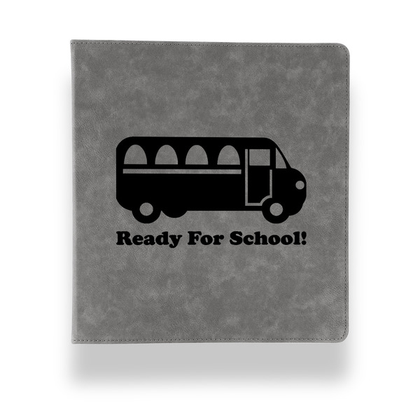 School Bus Leather Binder - 1" - Grey - Front View