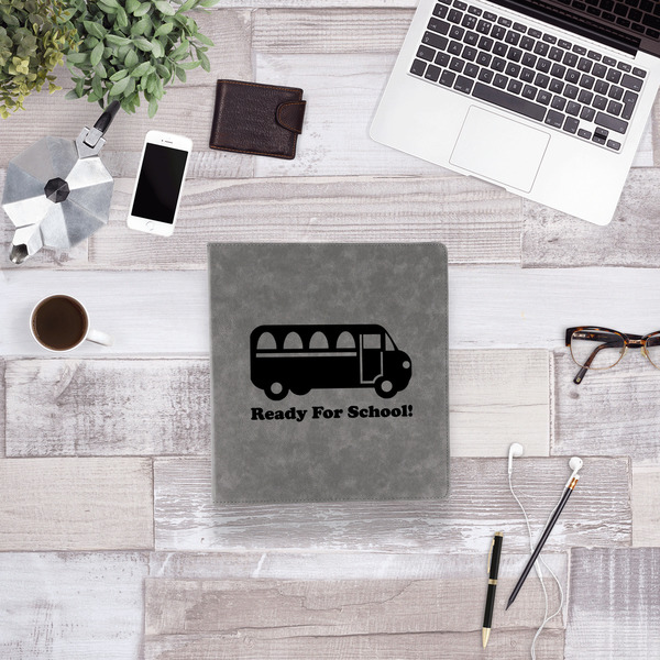 School Bus Leather Binder - 1" - Grey - Lifestyle View
