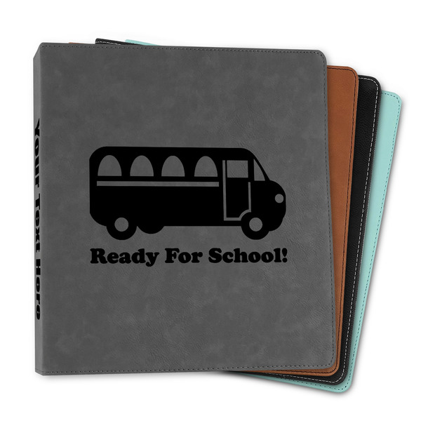 Custom School Bus Leather Binder - 1" (Personalized)
