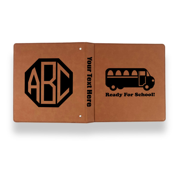 School Bus Leather Binder - 1" - Rawhide - Back Spine Front View