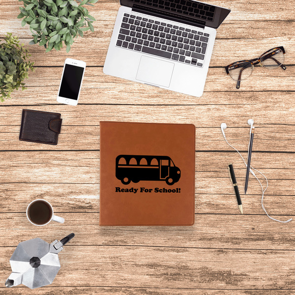 School Bus Leather Binder - 1" - Rawhide - Lifestyle View