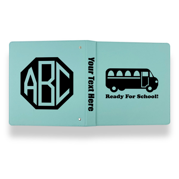 School Bus Leather Binder - 1" - Teal - Back Spine Front View