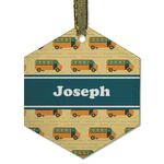 School Bus Flat Glass Ornament - Hexagon w/ Name or Text