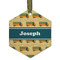 School Bus Frosted Glass Ornament - Hexagon
