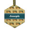 School Bus Flat Glass Ornament - Hexagon w/ Name or Text