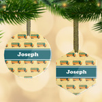 School Bus Flat Glass Ornament w/ Name or Text