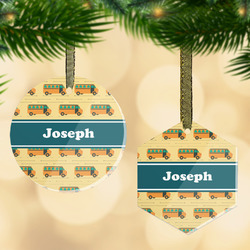 School Bus Flat Glass Ornament w/ Name or Text