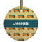 School Bus Frosted Glass Ornament - Round