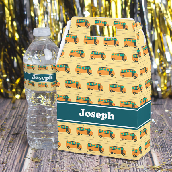 School Bus Gable Favor Box - In Context