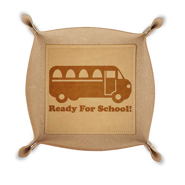 Custom School Bus Genuine Leather Valet Tray (Personalized)