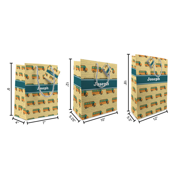 School Bus Gift Bags - All Sizes - Dimensions
