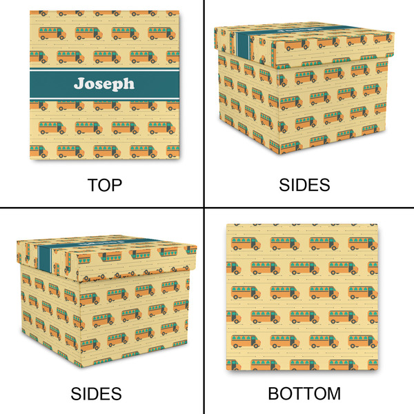 School Bus Gift Boxes with Lid - Canvas Wrapped - Large - Approval