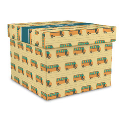 School Bus Gift Box with Lid - Canvas Wrapped - Large (Personalized)
