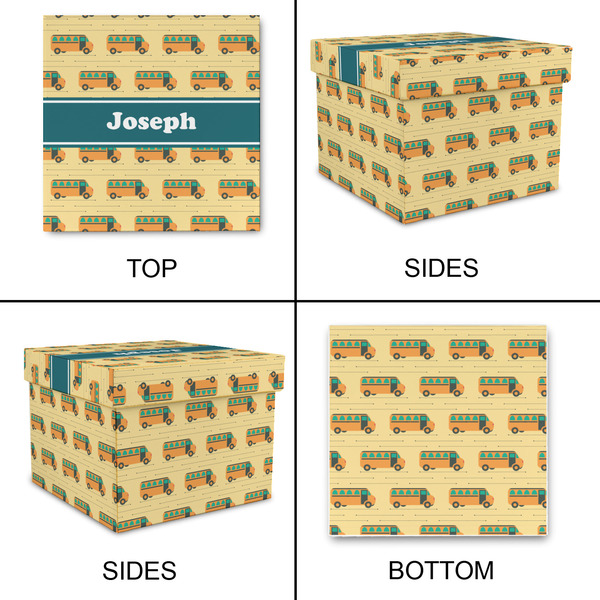 School Bus Gift Boxes with Lid - Canvas Wrapped - Medium - Approval