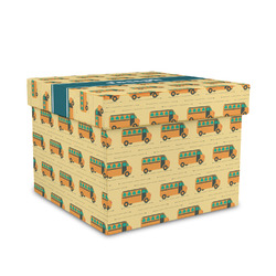 School Bus Gift Box with Lid - Canvas Wrapped - Medium (Personalized)