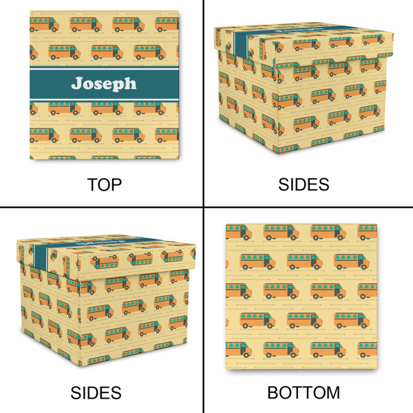 School Bus Gift Boxes with Lid - Canvas Wrapped - Small - Approval