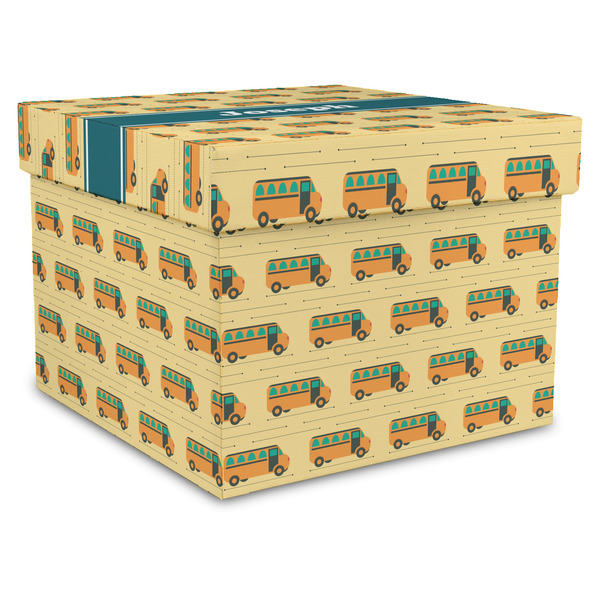 Custom School Bus Gift Box with Lid - Canvas Wrapped - X-Large (Personalized)
