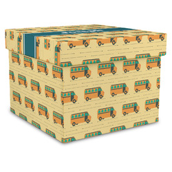 School Bus Gift Box with Lid - Canvas Wrapped - XX-Large (Personalized)