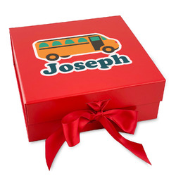 School Bus Gift Box with Magnetic Lid - Red (Personalized)