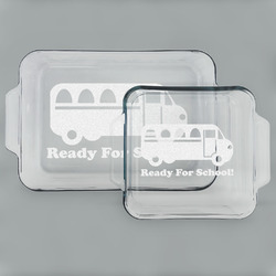 School Bus Set of Glass Baking & Cake Dish - 13in x 9in & 8in x 8in (Personalized)