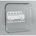 School Bus Glass Cake Dish - 8in x 8in (Personalized)