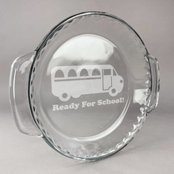 School Bus Glass Pie Dish - 9.5in Round (Personalized)