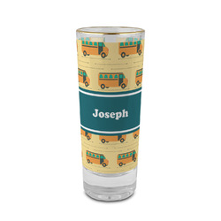 School Bus 2 oz Shot Glass -  Glass with Gold Rim - Set of 4 (Personalized)