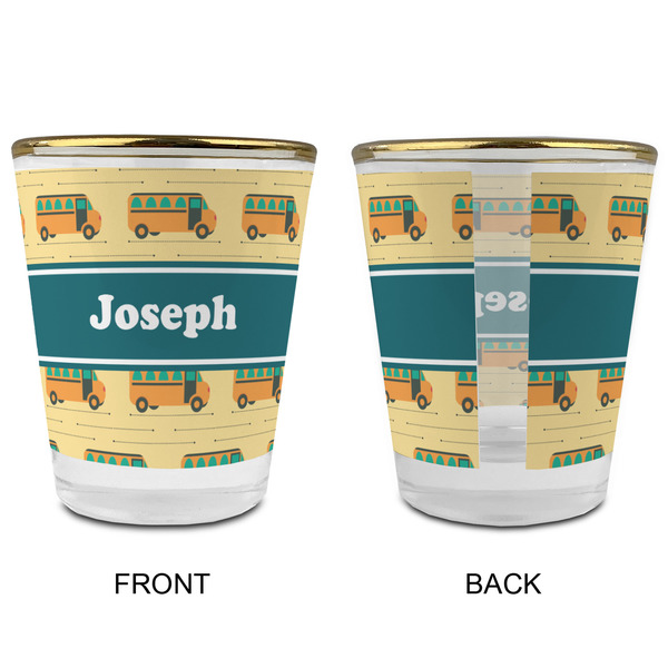 School Bus Glass Shot Glass - with gold rim - APPROVAL