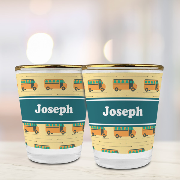 School Bus Glass Shot Glass - with gold rim - LIFESTYLE