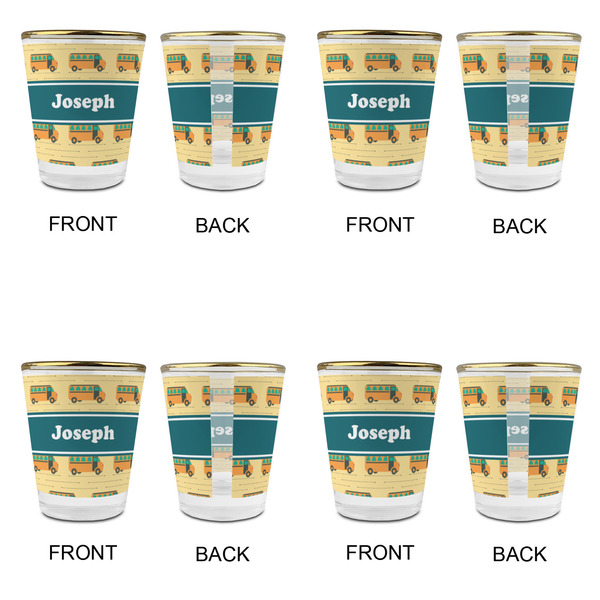 School Bus Glass Shot Glass - with gold rim - Set of 4 - APPROVAL