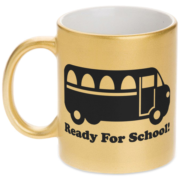 Custom School Bus Metallic Gold Mug (Personalized)