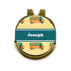 School Bus Golf Ball Marker - Hat Clip - Gold