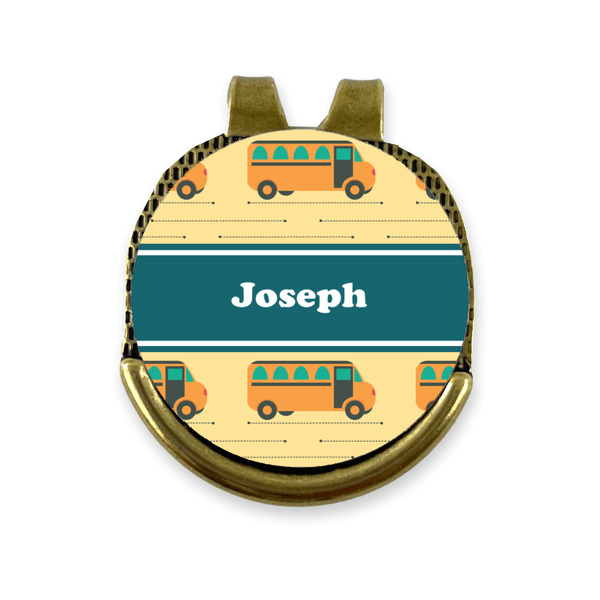 Custom School Bus Golf Ball Marker - Hat Clip - Gold