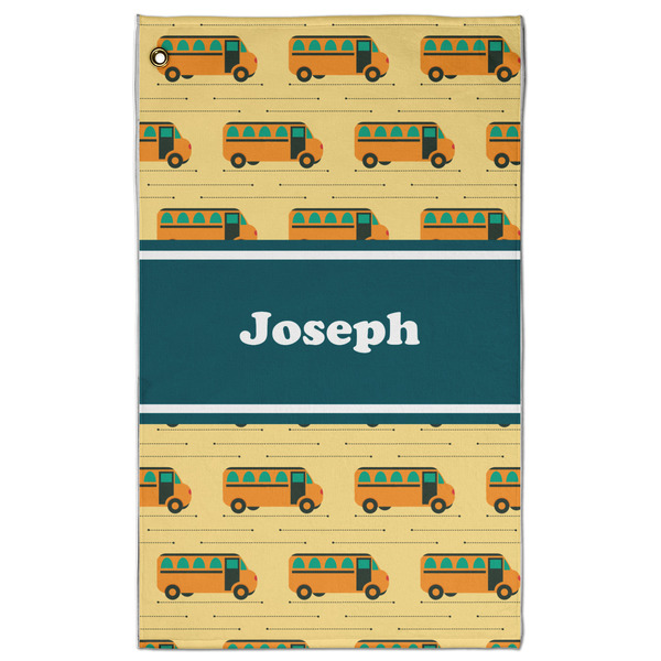 Custom School Bus Golf Towel - Poly-Cotton Blend - Large w/ Name or Text