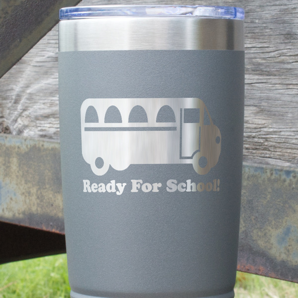 School Bus Gray Polar Camel Tumbler - 20oz - Close Up