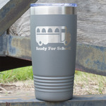 School Bus 20 oz Stainless Steel Tumbler - Grey - Single Sided (Personalized)