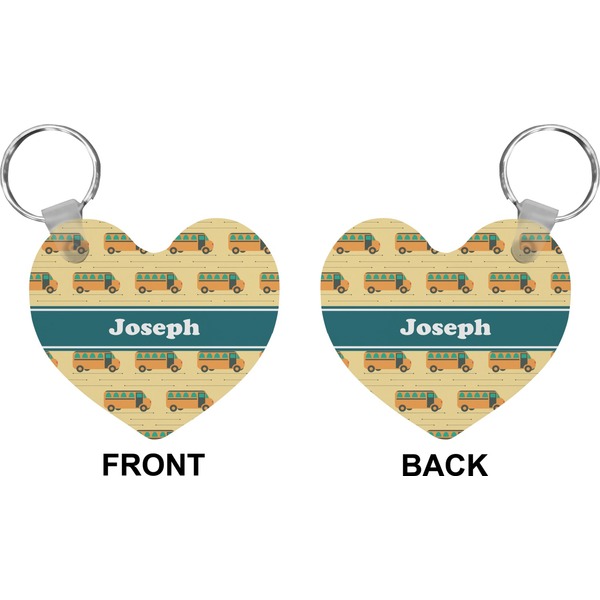 School Bus Heart Keychain (Front + Back)