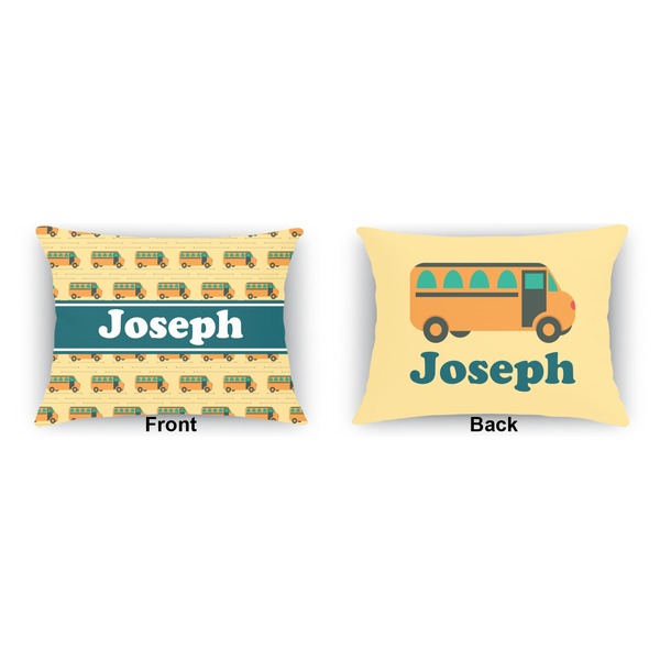 School Bus Indoor Rectangular Burlap Pillow (Front and Back)