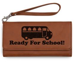 School Bus Ladies Leatherette Wallet - Laser Engraved - Rawhide (Personalized)