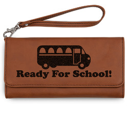 School Bus Ladies Leatherette Wallet - Laser Engraved (Personalized)