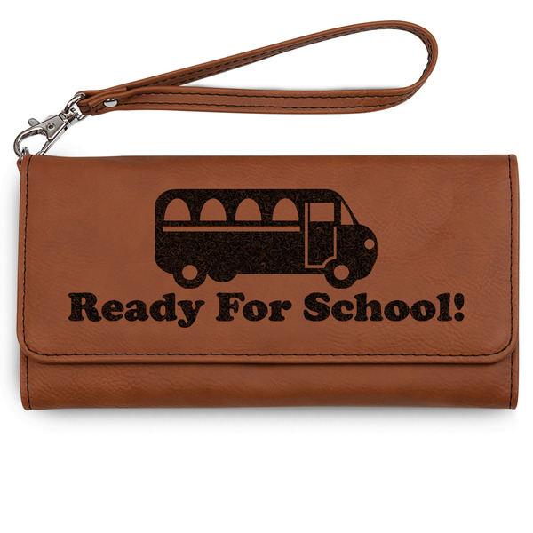 Custom School Bus Ladies Leatherette Wallet - Laser Engraved - Rawhide (Personalized)