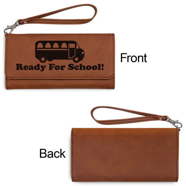 School Bus Ladies Wallets - Faux Leather - Rawhide - Front & Back View
